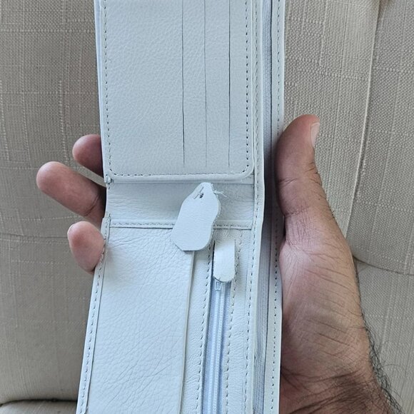 Handmade Wallet White Genuine Leather Bifold Card Holder Moneyfold Purse - Picture 9 of 11
